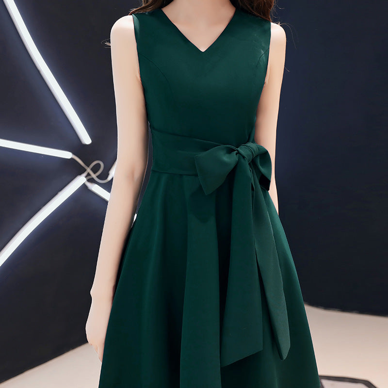 Small Green Evening Dress Skirt Women Can Usually Wear Short Simple And Generous Dresses For Banquet Temperament - Onouthati