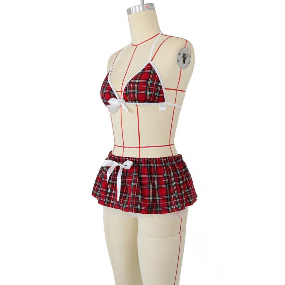 3PC Women Sexy Bow Underwear Pajamas Lingerie Uniform - Onouthati