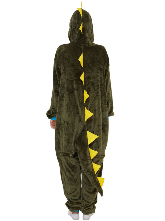 The New Army Green Small Thorn Dragon Cartoon Animal One-piece Pajamas Cute Home Clothes For Men And Women Play Clothes Animal Pajamas - Onouthati
