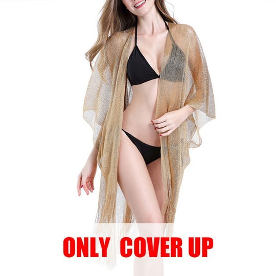 Tassel gold bikini cover up Sexy beach dress for women beach - Onouthati