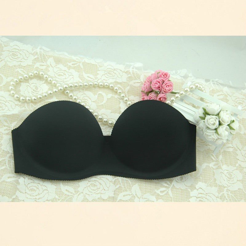 Women Front Closure Silicone Self-Adhesive Half Cup Wire Free Backless Strapless Seamless Push Up Bra For Female Intimates - Onouthati