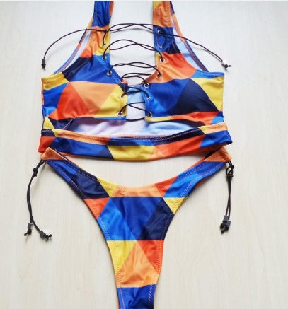 Pineapple Bikini for big boob Women Lace Up Swimwear Thong bikini set two pieces Swimsuit Bathing Suit female - Onouthati