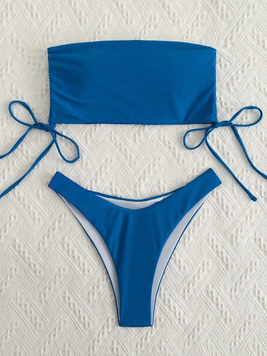 Bikini Sexy Pure Color Tube-top Split Swimsuit For Women - Onouthati