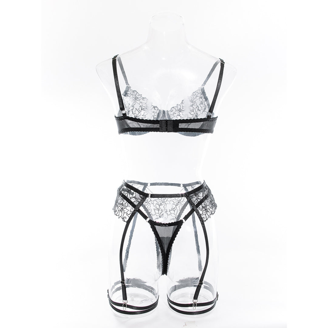 See-through Embroidery Chain Elegant Three-piece Set For Women - Onouthati