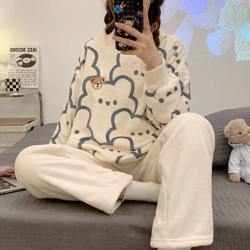 Foreign Flannel Pajamas Suit Women - Onouthati
