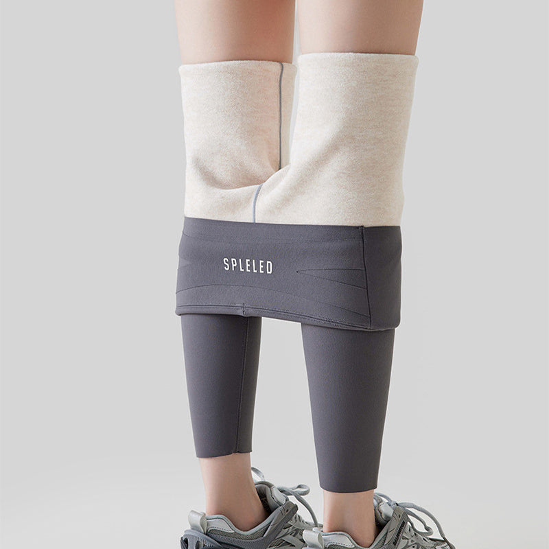 High Waist Cashmere Leggings Winter Warm Solid Plush Pants Fashion Slim Trousers Women Clothing - Onouthati