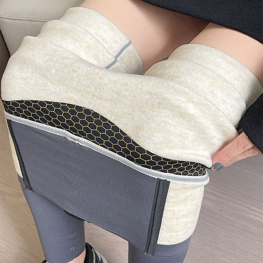 Belly-controlling Butt Lifting Leggings With Three-breasted Design Winter High Waist Slim Zippere Pants Warm Velvet And Thickened Trousers Women Clothing - Onouthati