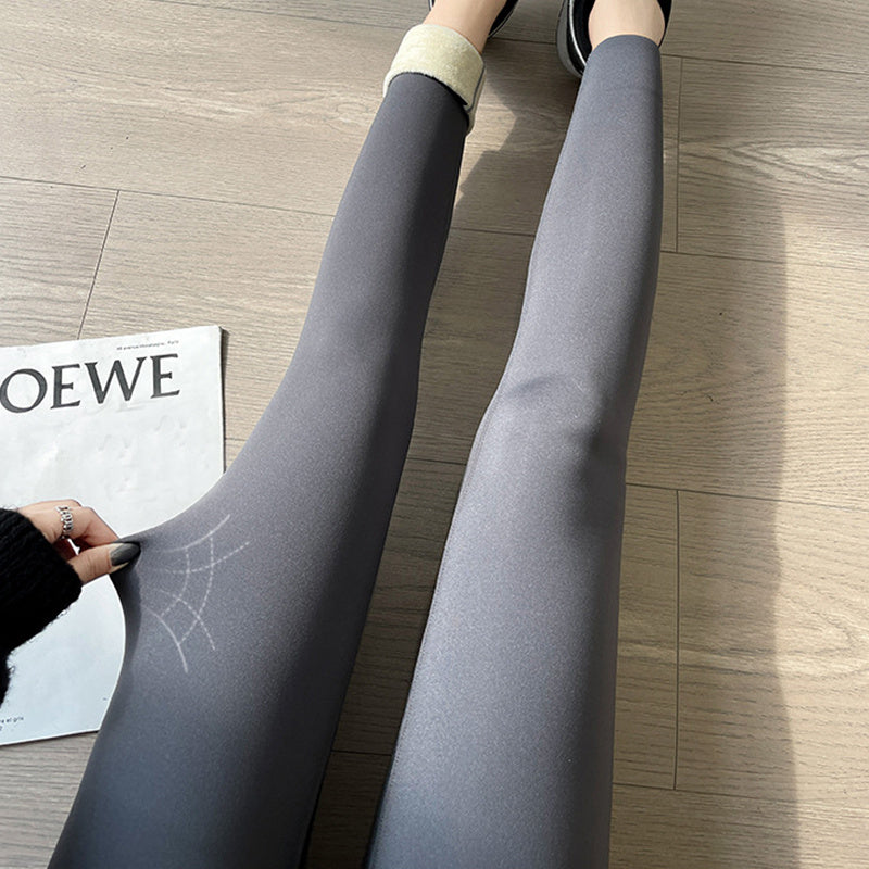 Belly-controlling Butt Lifting Leggings With Three-breasted Design Winter High Waist Slim Zippere Pants Warm Velvet And Thickened Trousers Women Clothing - Onouthati