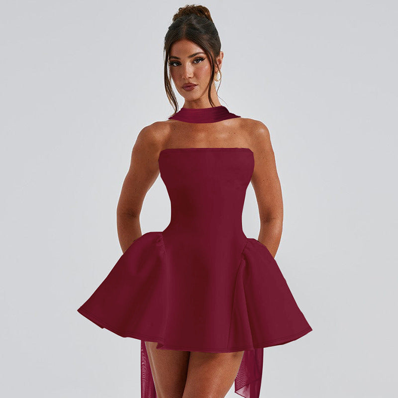 Sexy Tube Top Dress With Back Zipper Design Ins Fashion Short Dress For Party Clothing Women - Onouthati