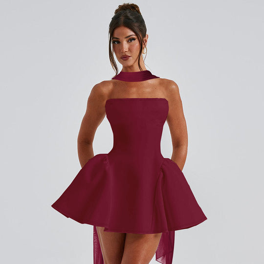 Sexy Tube Top Dress With Back Zipper Design Ins Fashion Short Dress For Party Clothing Women - Onouthati