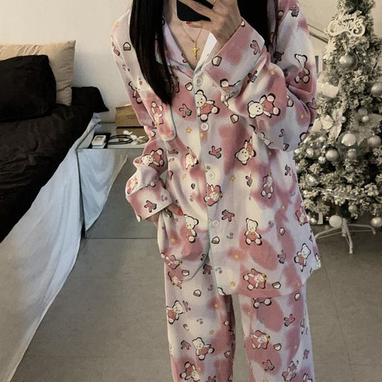 Japanese Sweet Cartoon Long Sleeved Pajamas For Women - Onouthati
