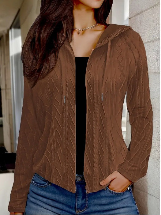 Textured Full Zipper Jacket - Onouthati