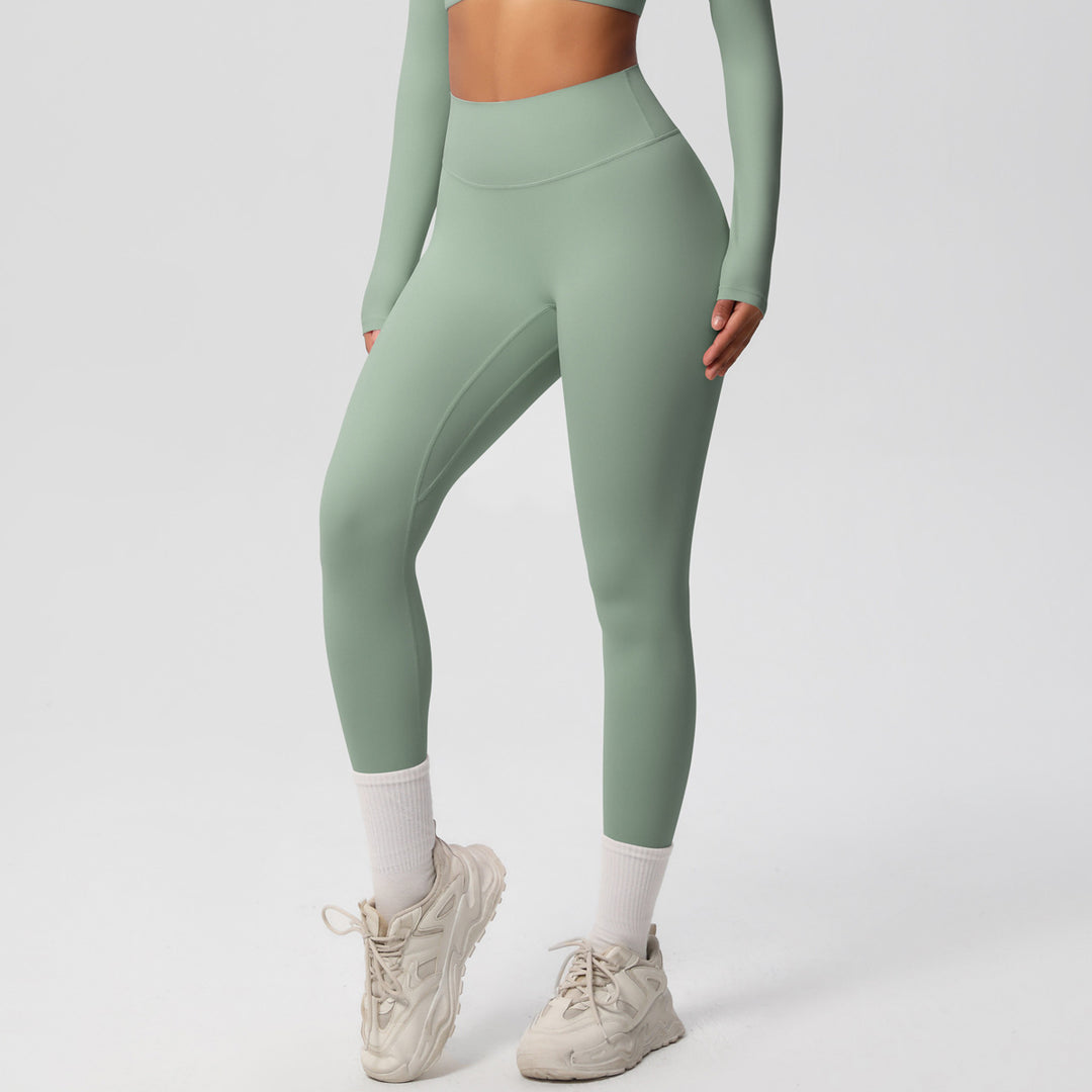 European And American High Waist Nude Feel Skin-friendly Tights Running Sports Fitness - Onouthati