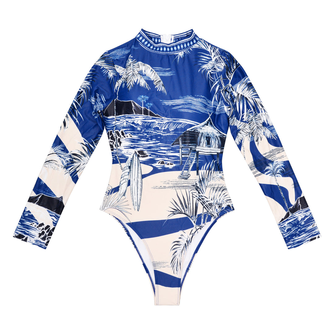 New One-piece Long Sleeves Customized Printed Swimsuit Bikini Swimsuit For Women - Onouthati