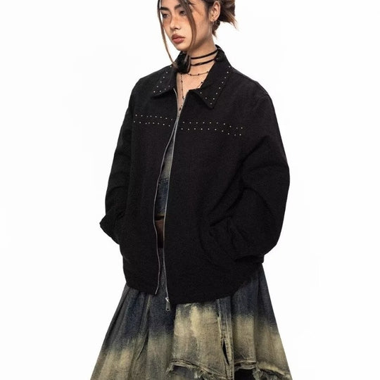 Decorative Rivets Female Trendy All-match Jacket - Onouthati