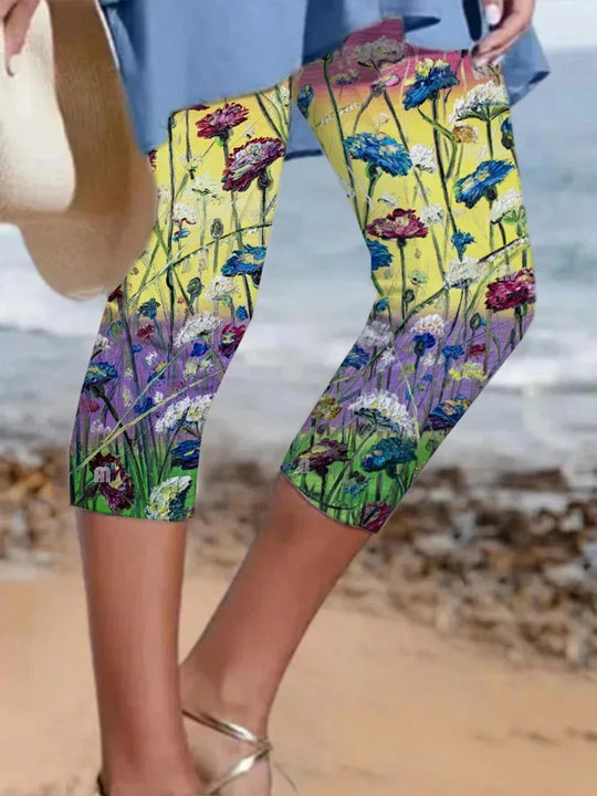 Women Can Wear Outside Casual Leggings Fifth Pants Oil Painting Graffiti Printed Plus Size Women's Clothing - Onouthati