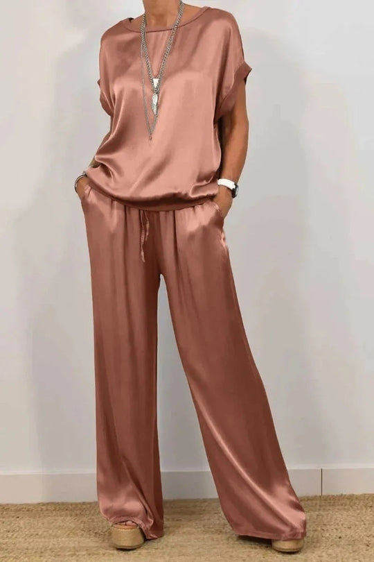 Trendy Loose Shirt Wide Leg Pants Casual Suit Women - Onouthati