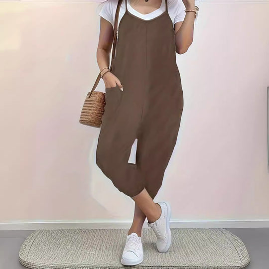 Pocket Sling Loose Casual Jumpsuit Women - Onouthati