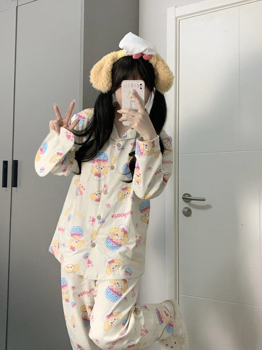 Japanese Sweet Cartoon Long Sleeved Pajamas For Women - Onouthati