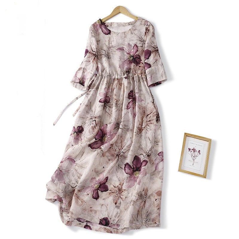 Artistic Retro Half-length Sleeve Dress Women - Onouthati