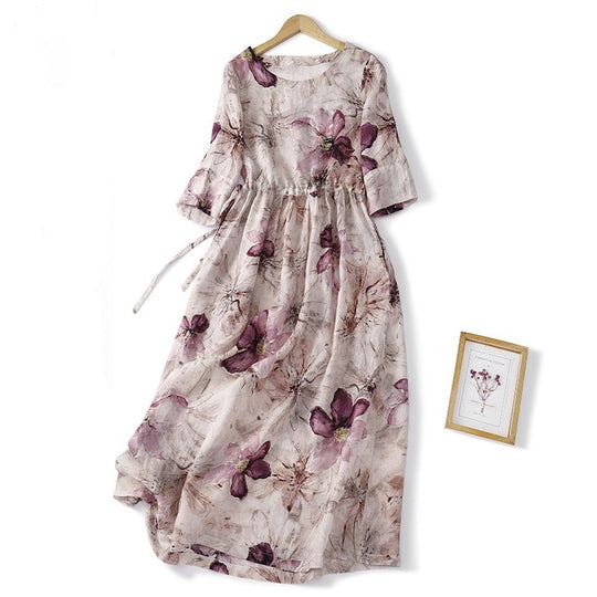 Artistic Retro Half-length Sleeve Dress Women - Onouthati