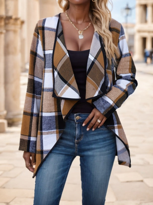 Women'S Plaid Trench Coat - Onouthati