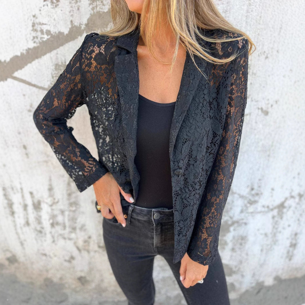 Women's Fashion Lace Shirt Suit - Onouthati