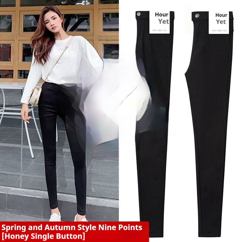 Black Magical Leggings Women's Outer Wear Ankle Tight High Waist Slimming - Onouthati