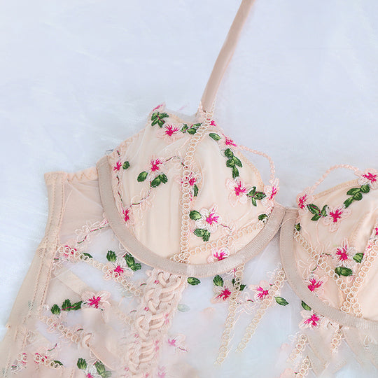 Fancy Lingerie Woman  Floral Embroidery Set Und - Onouthati