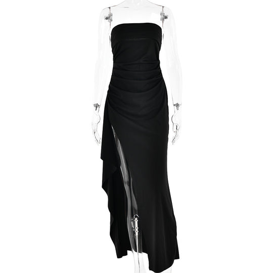 Strapless Split Long Dress Summer Fashion Pleated Bridesmaid Dress For Womens Party Wedding Clothing - Onouthati