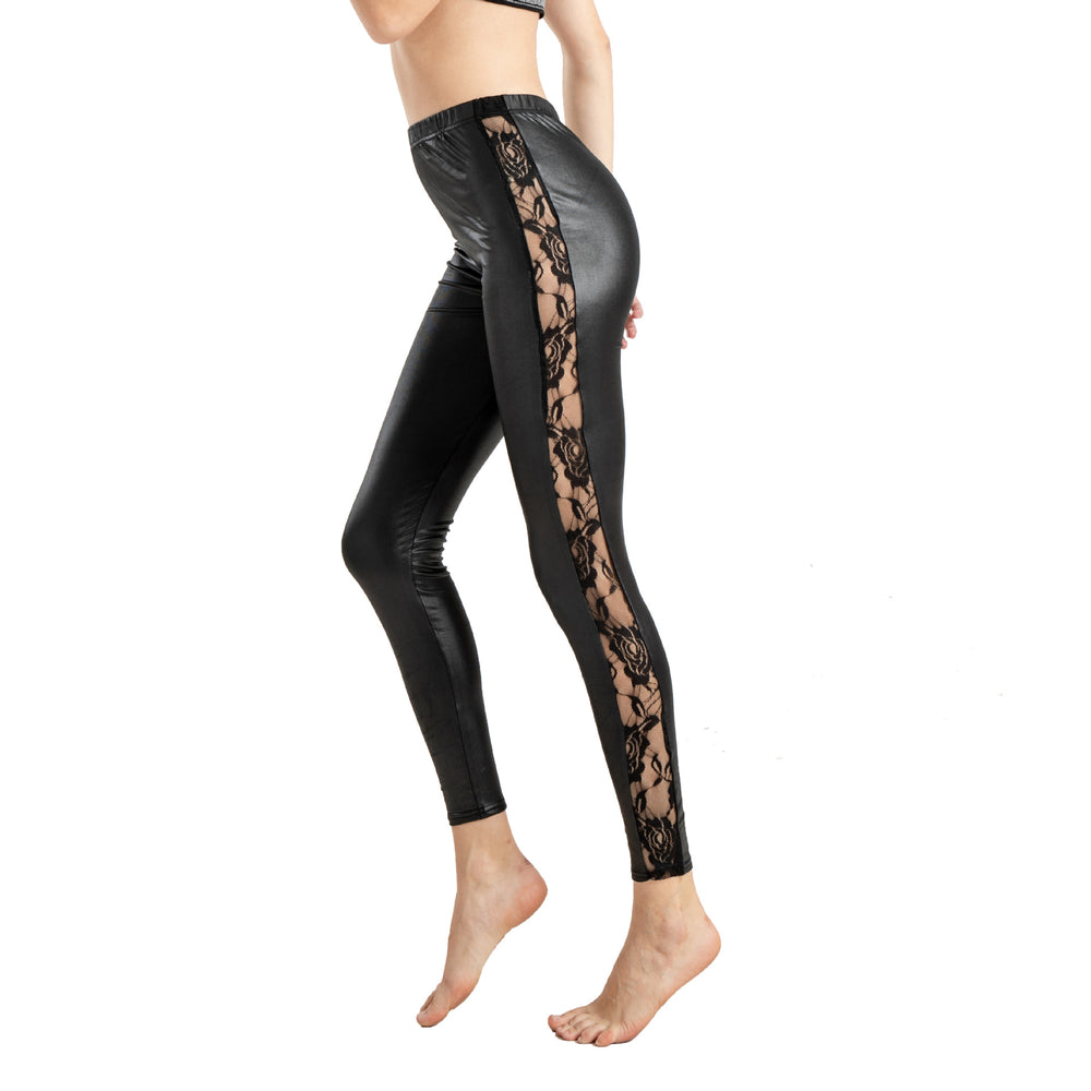 Women's Lace Leather Leggings - Onouthati