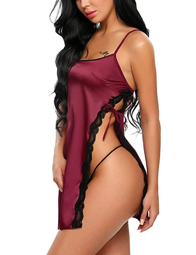 silk sexy lingerie nightdress - Onouthati
