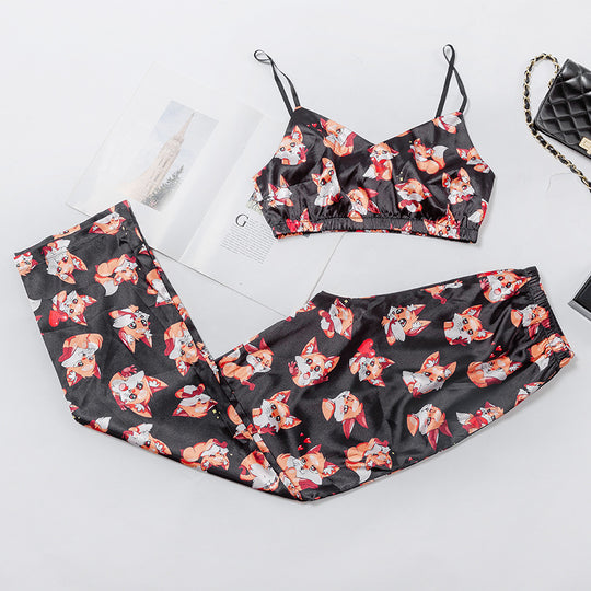 Printed underwear suspender pajamas housewear women - Onouthati