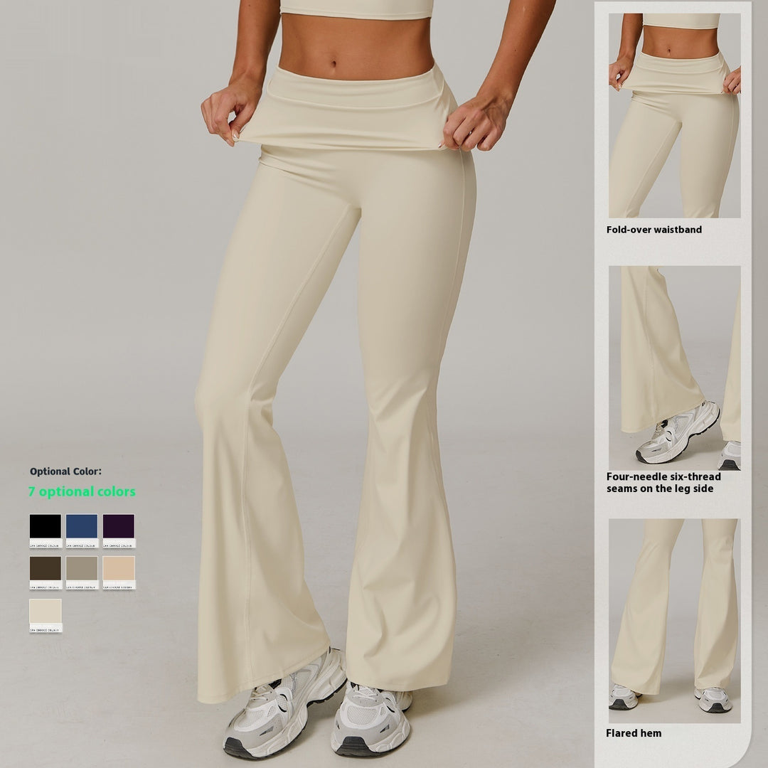 Women's Casual Folding High Waist Yoga Pants - Onouthati