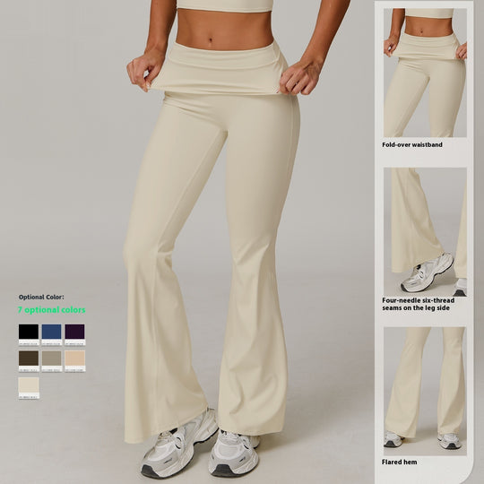 Women's Casual Folding High Waist Yoga Pants - Onouthati