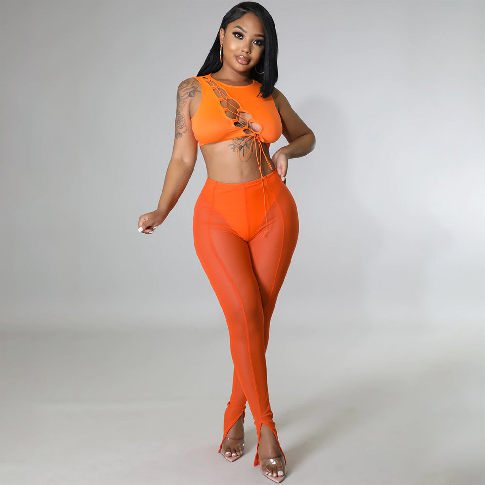 Skinny Mesh See-through Leggings For Women - Onouthati
