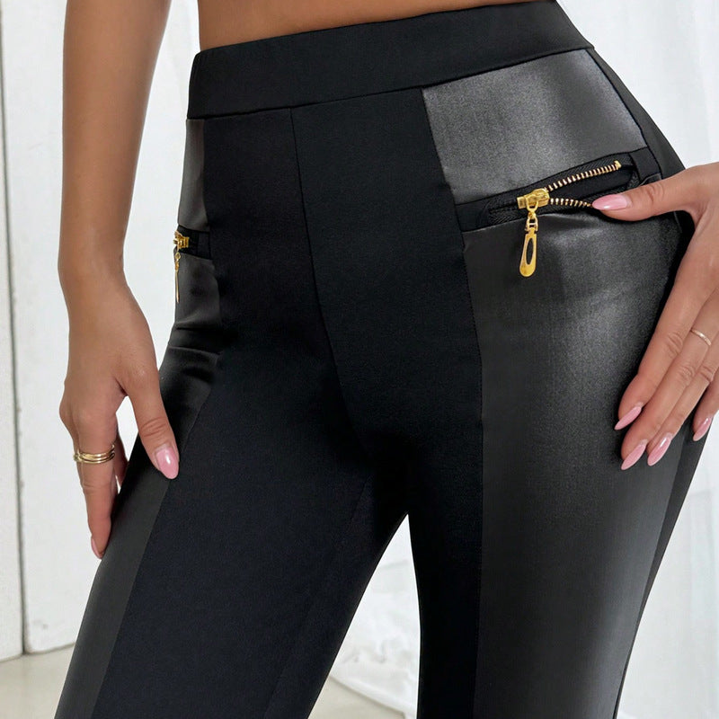 Black High Waist Stretch Feet Black Trousers Tight Pencil Magic Pants - Onouthati
