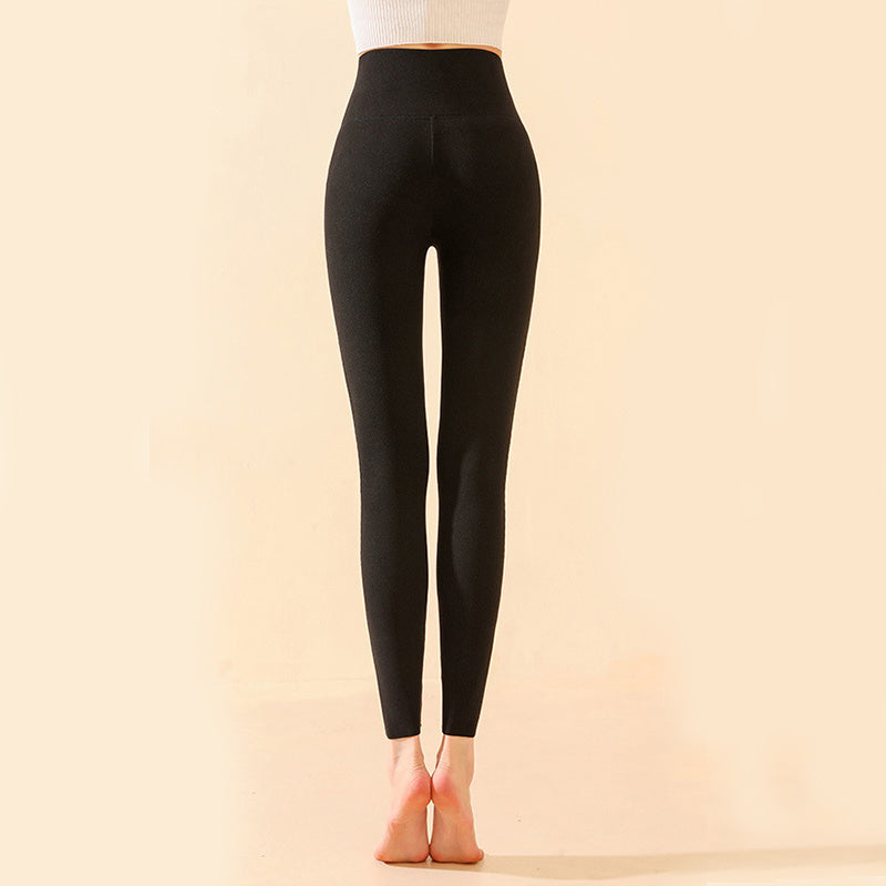 Winter High Waist Knee-pad Leggings Fashion Warm Double-sided Frosted Pants Solid Slim Trousers Women Clothing - Onouthati
