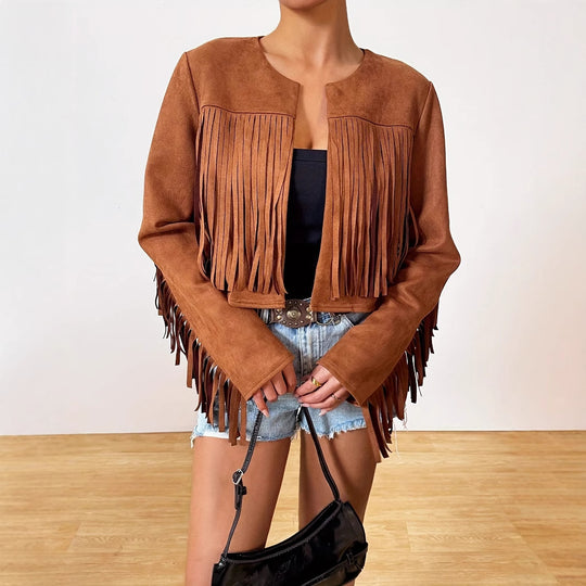Women's Vacation Casual Retro Tassel Short Jacket - Onouthati