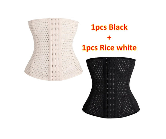 Women Hollow Tibial Belt Body-sculpting Hollow-out Round-hole Breathable Rubber Corset Post-natal Tummy Tucking Exercise Belt - Onouthati