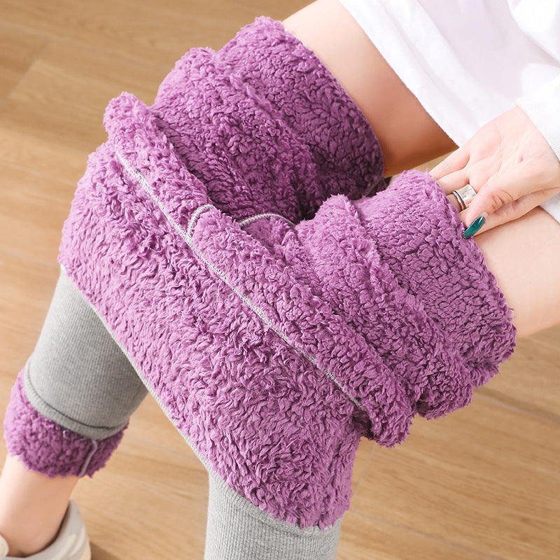 High Waist Plush Leggings Winter Warm Solid Slim Pants Fashion Trousers For Women Clothing - Onouthati