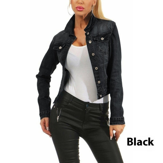 Women's Solid Color Slim-fit Jacket Denim Coat - Onouthati