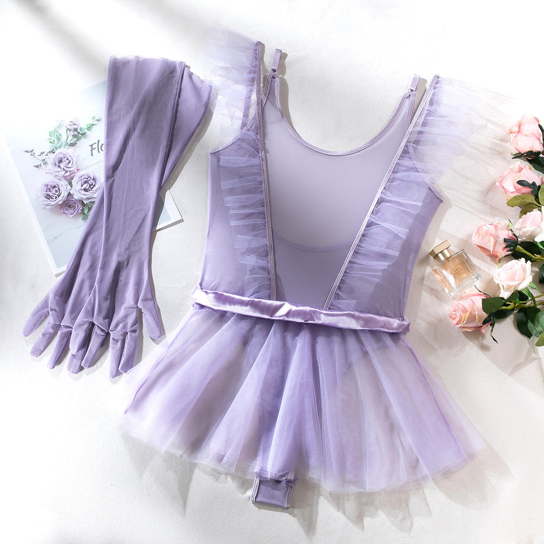 Mesh Jumpsuit Tutu Skirt Gloves Three-piece Set For Women - Onouthati