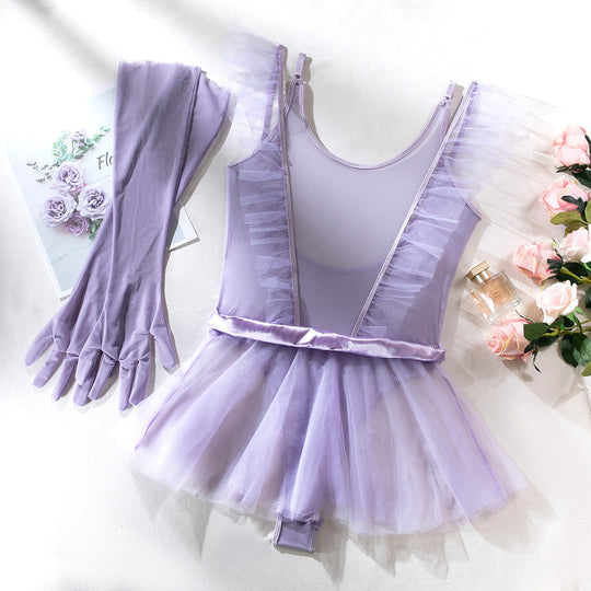 Mesh Jumpsuit Tutu Skirt Gloves Three-piece Set For Women - Onouthati