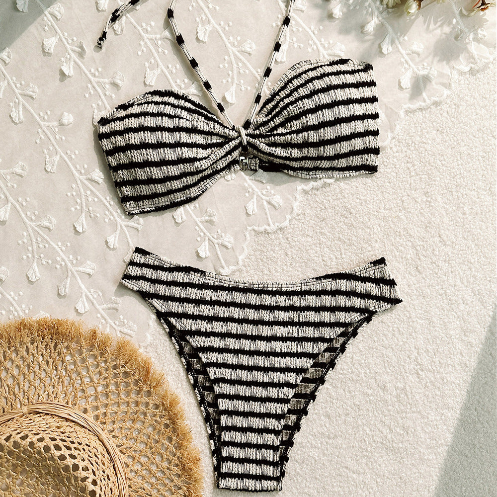 Bikini Split Striped Printed Swimsuit For Women - Onouthati