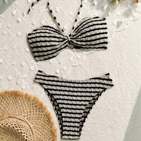 Bikini Split Striped Printed Swimsuit For Women - Onouthati