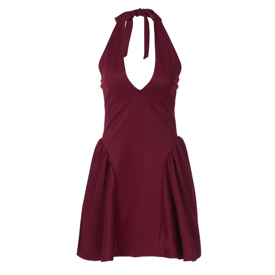 Sexy Deep V-neck Halter Dress Ins Fashion Slim Short Dress For Party Clothing Women - Onouthati