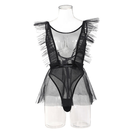 Mesh Jumpsuit Tutu Skirt Gloves Three-piece Set For Women - Onouthati