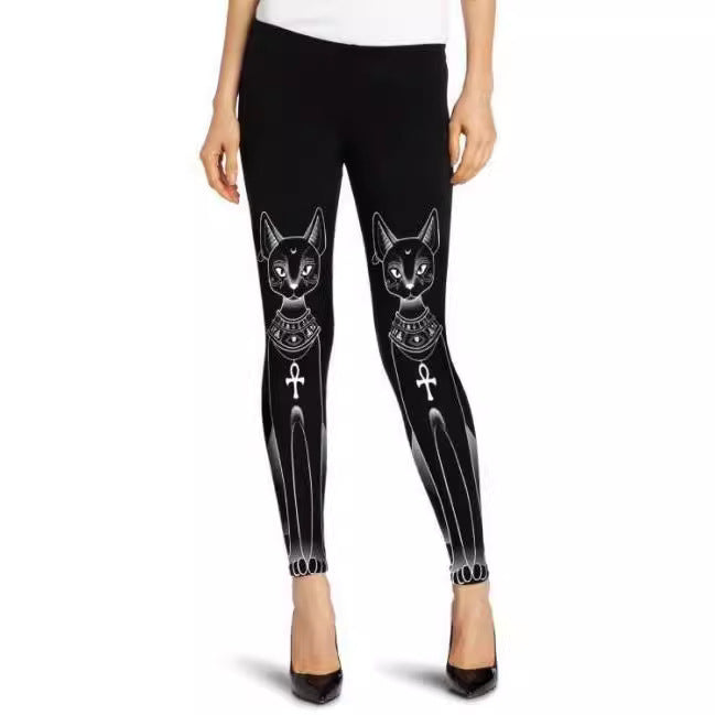 Digital Printing Long-eared Cat Microphone Leggings - Onouthati