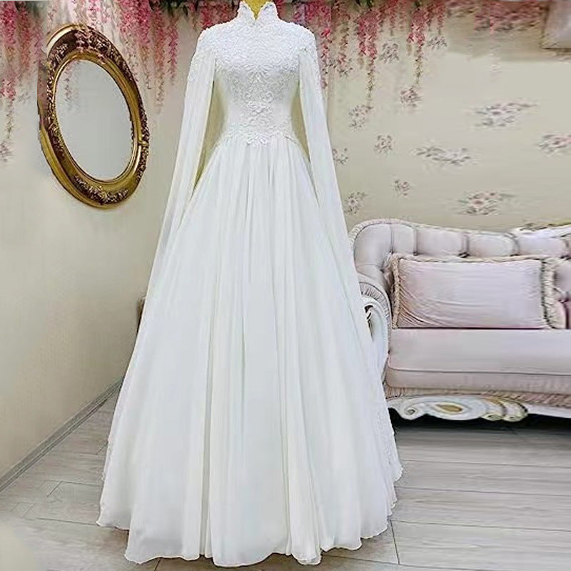 Lace Slim Long Sleeve Fishtail Wedding Dress - Onouthati
